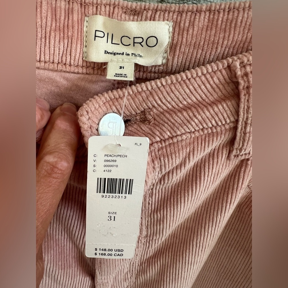 NWT new 31 Anthropologie pilcro Scotty corduroy cuffed pants straight leg pink - Picture 6 of 16